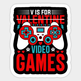 V is for video games, Gamer valentine gift Sticker